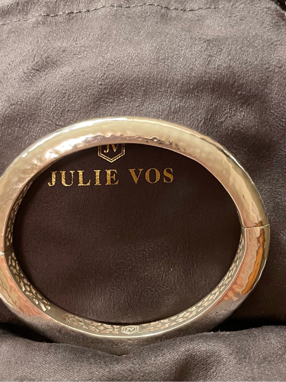 Julie Vos Silver Hammered Oval Bracelet Bangle